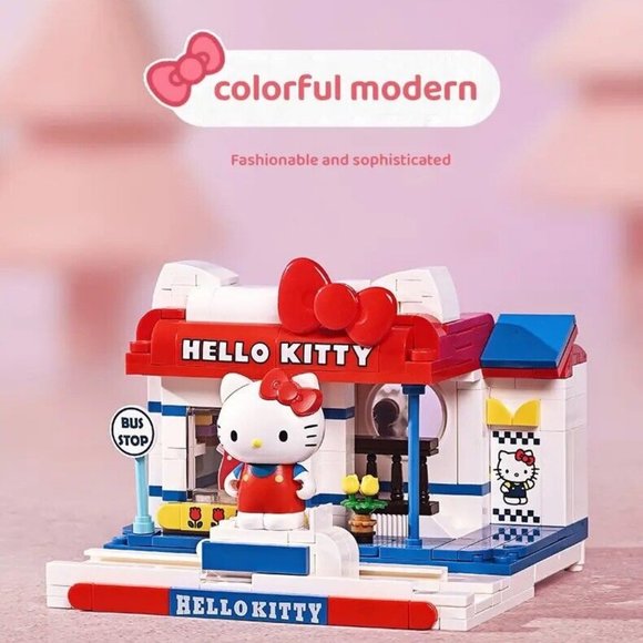 Keeppley Sanrio Hello Kitty Modern Fashion Shop Bus Stop Building Blocks - Picture 3 of 3